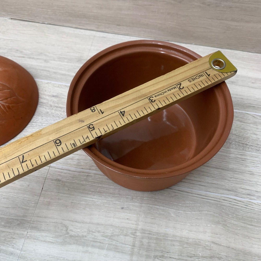 Terracotta Apple Baker Clay Ramekin with Lid Rustic Fall Kitchen Decor Orange - Picture 4 of 4